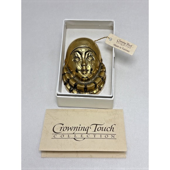 Harlequin Other - VTG Solid Brass French Pierrot Cute‎ Clown Face Harlequin Mime Jester Wall Decor